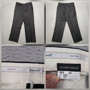 Santorelli Luxury Serge Dress Pants Men's 35‎ Black Made in Italy Romeo